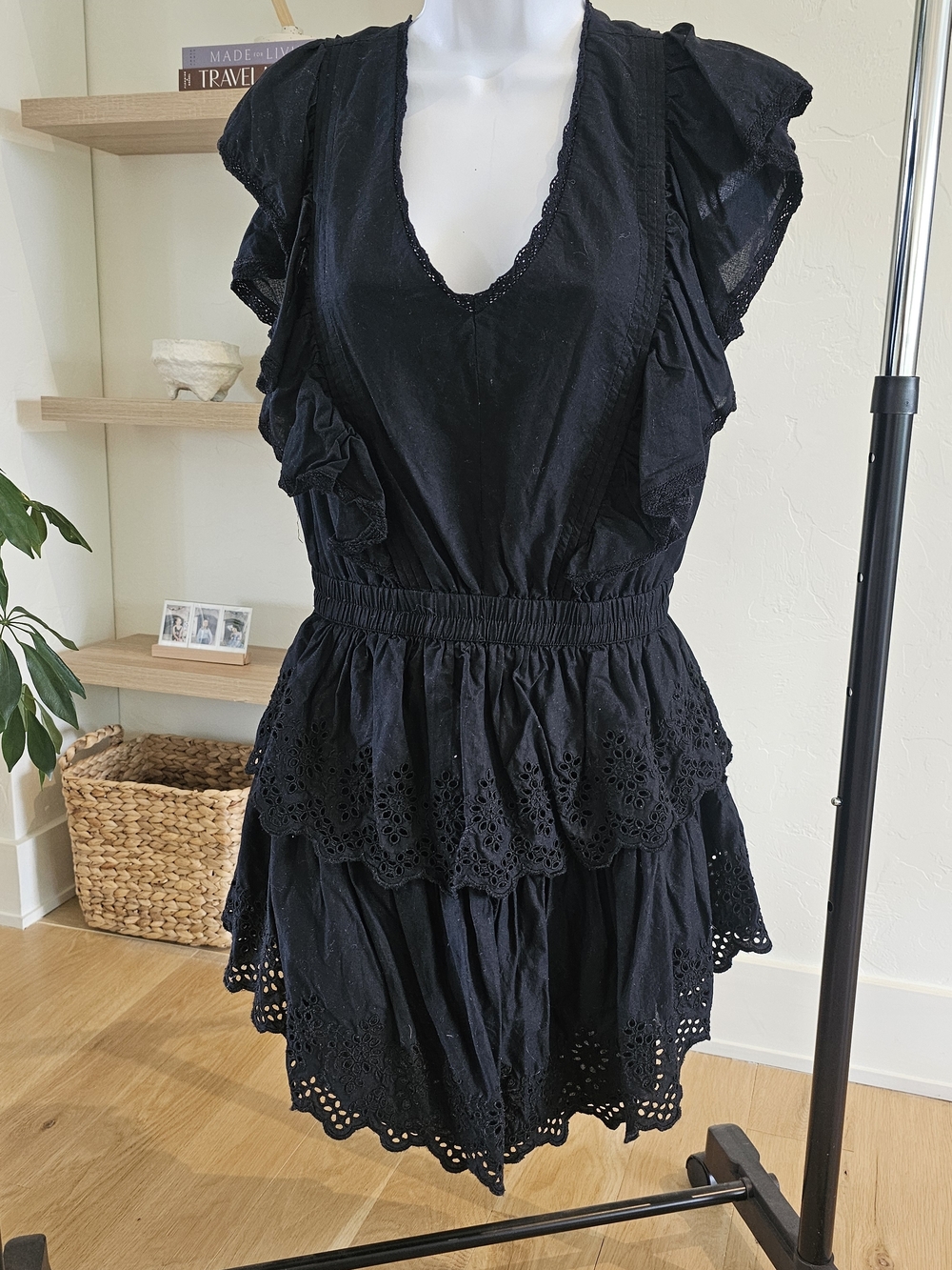 GAP Black Eyelet Tiered Summer Dress